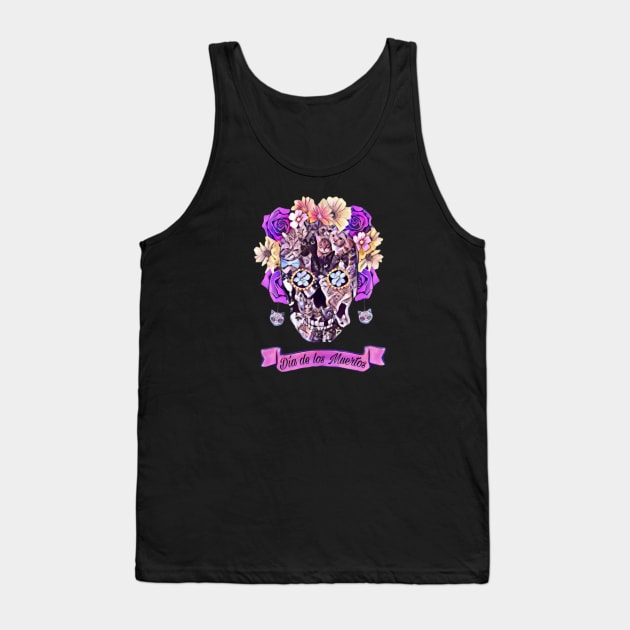 Dia de los Muertos - Cat Skull Tank Top by Pete the Cat Guy